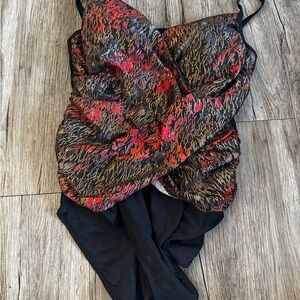 Simon Chang Red and Black One Piece Swimsuit